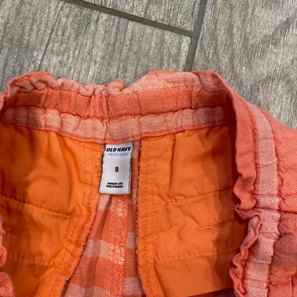 Coral Striped Linen Blend Shorts - Picture 3 of 5